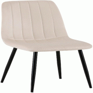 Décoshop26 - Chaise de salle à manger x1 coutures décoratives verticales assise en tissu velours crème pieds en métal noir 10_0002204 - beige mé