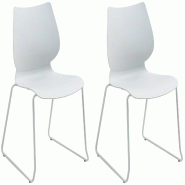 Décoshop26 - Lot de 2 chaises visiteur conférence bureau salle à manger empilable en plastique blanc et métal 10_0007348 - blanc métal 3000266063761