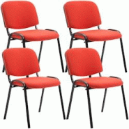 Décoshop26 - Lot de 4 chaises visiteur empilable zone d'attente en tissu rouge piètement à 4 pieds en métal noir 10_0003195 - noir 3000251449617 Décoshop26 - Lot de 4 chaises visiteur empilable zone d'attente en tissu rouge piètement à 4 pieds en métal noir 10_0003195 - noir 3000251449617