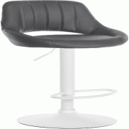 Décoshop26 - Tabouret de bar x1 avec repose-pieds pivotant et réglable en similicuir gris et métal blanc 10_0006328 - blanc métal 3000265512406
