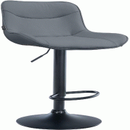 Décoshop26 - Tabouret de bar x1 pivotant forme ergonomique surpiqûres décoratives en PVC gris cadre en métal noir 10_0006580 - gris métal 3000265
