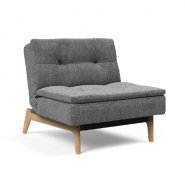 FAUTEUIL DESIGN DUBLEXO EIK CONVERTIBLE LIT 90*115 CM PIEDS CHÊNE NATUREL TISSU TWIST CHARCOAL