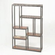GINER Y COLOMER SL Étagère Breno en bois recyclé 80cm x 80cm x 18cm - noir 6999