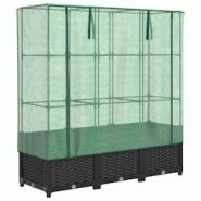 Helloshop26 - Jardinière bac lit surélevé plantes fleurs terrasse jardin surélevée avec housse aspect rotin 120 x 40 x 138 cm noir 02_0038740 - 3 Helloshop26 - Jardinière bac lit surélevé plantes fleurs terrasse jardin surélevée avec housse aspect rotin 120 x 40 x 138 cm noir 02_0038740 - 3