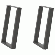 Helloshop26 - Lot de 2 pieds de table à manger en U inclinés 50 x 73 cm avec niveleurs réglables style moderne en acier anthracite 02_0057068 - aci