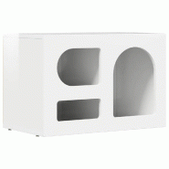 Helloshop26 - Meuble TV moderne fonctionnel 60 x 35 x 40 cm style contemporain en bois d'ingénierie blanc brillant 02_0054777 - blanc Bois massif 300