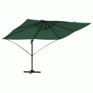 Helloshop26 - Parasol inclinable rotatif moderne jardin terrasse 351 x 250 x 260 cm en polyester vert - vert aluminium 3000240736087
