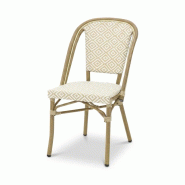 Kosmi Chaise Brasserie Extérieur Terrasse de Café en Aluminium et Textilène Tressé en Beige et Blanc - beige aluminium 3760301699330