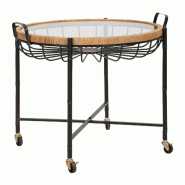 Mauro Ferretti Table Basse Cebu 70,5 X 65 X 57 Cm - Table Basse Avec Plateau En Verre, Structure En Rotin Et Roulettes - Style Bohème Chic Moderne - Mauro Ferretti Table Basse Cebu 70,5 X 65 X 57 Cm - Table Basse Avec Plateau En Verre, Structure En Rotin Et Roulettes - Style Bohème Chic Moderne -