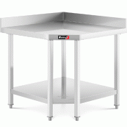 Romux® Table D'angle en Acier Inoxydable pour Restauration Murale avec 1 Étagère 827x827x850 mm | Table de travail Inox Bar Restaurant - 8435811802222