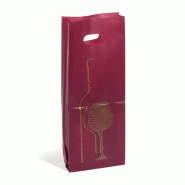 Sac 2 bouteilles PEHD Lie de Vin poignées découpées 16+4/4x46cm par 1000 - rouge 3700481693469