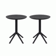 SIESTA EXCLUSIVE Pack de 2 Tables Hautes de Bar Rondes Pliantes Sky Folding Bar 60 cm Noires - noir plastique polypropylène SP-SI-122BL-2
