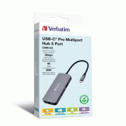 Verbatim CMH-05 USB Type-C 5000 Mbit/s Argent Verbatim CMH-05 USB Type-C 5000 Mbit/s Argent