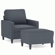VidaXL Fauteuil avec repose-pied Gris foncé 60 cm Velours Modèle Vega ProDesk Signature - 3201046