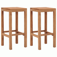 VidaXL Tabourets De Bar Lot De 2 Bois De Teck Massif - 287232 VidaXL Tabourets De Bar Lot De 2 Bois De Teck Massif - 287232