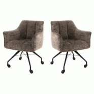 Vivabita Matelpro - Chaise de salle à manger à roulettes en tissu Castille (lot de 2) - Taupe - gris 3665367398831 Vivabita Matelpro - Chaise de salle à manger à roulettes en tissu Castille (lot de 2) - Taupe - gris 3665367398831