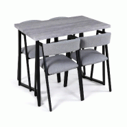 Yelloo - mod. MILANO Ensemble table 120x70 cm + 4 chaises modernes grises et noires - gris métal 0805698370967