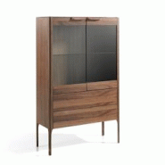 AC ANGEL CERDA Angel Cerdá Buffet haut en noyer avec plateau en verre imitation marbre et éclairage intérieur 3075C 99 x 40 x 161 - transparent ver AC ANGEL CERDA Angel Cerdá Buffet haut en noyer avec plateau en verre imitation marbre et éclairage intérieur 3075C 99 x 40 x 161 - transparent ver