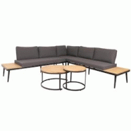Décoshop26 - Salon de jardin avec deux tables d'appoint en bois d'acacia acier et coussins gris foncé 04_0008306 - gris 3000262531011 Décoshop26 - Salon de jardin avec deux tables d'appoint en bois d'acacia acier et coussins gris foncé 04_0008306 - gris 3000262531011