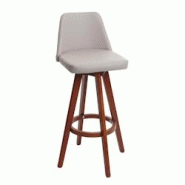 Décoshop26 - Tabouret de bar chaise de comptoir en synthétique taupe pivotant pieds en bois foncé 04_0005279 - 3000128932693 Décoshop26 - Tabouret de bar chaise de comptoir en synthétique taupe pivotant pieds en bois foncé 04_0005279 - 3000128932693