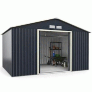 Helloshop26 - Abri de jardin en métal 8,67 ㎡ 340 x 255 x 210 cm avec 2 portes coulissantes verrouillables 4 trous d'aération gris 20_0005483 - 300 Helloshop26 - Abri de jardin en métal 8,67 ㎡ 340 x 255 x 210 cm avec 2 portes coulissantes verrouillables 4 trous d'aération gris 20_0005483 - 300