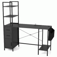 Helloshop26 - Bureau moderne 145 x 50 x 147,5 cm avec éclairage led personnalisable et station de charge ambiance cosy en bois 20_0010839 - métal 30