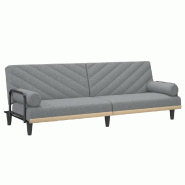Helloshop26 - Canapé-lit avec accoudoirs 205 x 89 x 70 cm clair tissu gris 02_0021015 - gris polyester 3001152488002