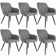 Lot de 6 chaises siÈge de salon cuisine salle À manger pieds noir gris 08_0000577
