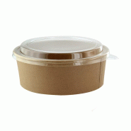 Nvase ECOLOMIQUE - 25 Pcs - Saladier rond en carton kraft "Buckaty" - 161 mm, Hauteur: 65 mm, couvercle PP - marron en carton NVS210PCP1100K