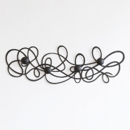 Porte-manteau mural Doodle 77x25 cm en fer noir avec boutons - Design moderne aux lignes entrelacées - Fabriqué en Italie - noir 8059616145157