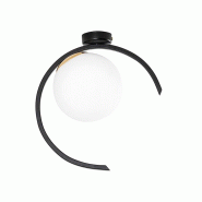 ROSSINI ILLUMINAZIONE Plafonnier Tsuki Noir-Or Poli Avec Diffuseur En Verre Satiné, Raccordement E27, Ip20, Design Semi-Circulaire Pour Plafond - Gro