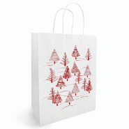 Sac kraft Isidore blanc et rouge 25+12X31 cm - par 50