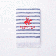 BERGNER Polo Club - Serviette 80x165cm 100% coton couleur blanche et bleue - Q5268