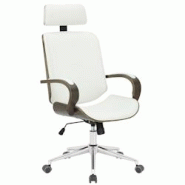 CLP Fauteuil de bureau Dayton en Similicuir Ajustable et pivotant Blanc / Gris - gris polyester 302018 CLP Fauteuil de bureau Dayton en Similicuir Ajustable et pivotant Blanc / Gris - gris polyester 302018