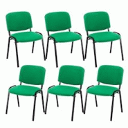 CLP Lot de 6 chaises visiteur empilables Ken en tissu Vert - vert textile 151703334 CLP Lot de 6 chaises visiteur empilables Ken en tissu Vert - vert textile 151703334