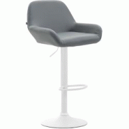 CLP Tabouret de bar Braga similicuir avec pied en métal Gris/Blanc - gris polyester 314518 CLP Tabouret de bar Braga similicuir avec pied en métal Gris/Blanc - gris polyester 314518