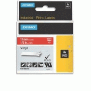 Dymo ruban rhino 12 mm vinyl blanc sur rouge 1805416