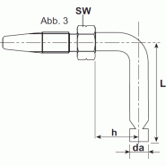 Embout coudé 90° Ø 6.35 X 11.30 sans rainure - 22 , 45 , 1 , 6 , 12