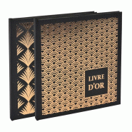 Exacompta Lot de 2 Livre d'Or Palmyre Noir 19x21 cm, 140 pages, reliure balacron, décors assortis - 3130630009511