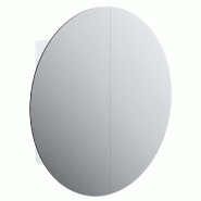 Helloshop26 - Armoire de salle de bain murale avec miroir rond et LED 54 x 54 x 17 cm design moderne en bois blanc 02_0047112 - blanc verre 3000234602
