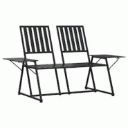 Helloshop26 - Banc de jardin meuble de patio d'extérieur terrasse 2 places 165 x 75 x 93 cm noir acier 02_0011283 - 3000618682725 Helloshop26 - Banc de jardin meuble de patio d'extérieur terrasse 2 places 165 x 75 x 93 cm noir acier 02_0011283 - 3000618682725