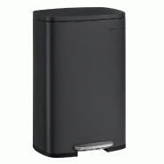 Helloshop26 - Poubelle de cuisine 50 litres à pédale avec seau intérieur en plastique couvercle fermeture douce anti-odeur noir 12_0007186 - 300022