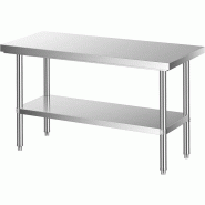 Leevot table de travail plein inox renforcée SS15060 - 150x60cm - charge 170kg - structure tout inox haccp - SS15060