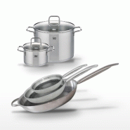 Lot 3 Poêles 24/28/32cm et 2 Faitouts 20/26cm Elo Relief Solution - gris 3176239959864