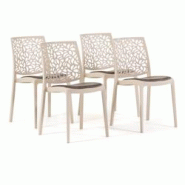 RATTATAN Lot de 4 chaises en polypropylène avec coussin, empilables, design moderne pour cuisine, salle à manger, bar ou restaurant – Anna – Crà RATTATAN Lot de 4 chaises en polypropylène avec coussin, empilables, design moderne pour cuisine, salle à manger, bar ou restaurant – Anna – CrÃ