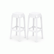 SIESTA EXCLUSIVE Lot de 2 tabourets Fox 75 Blanc - blanc plastique polypropylène SP-SI-037GW-2