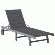 VidaXL Chaise Longue De Jardin Avec Coussin Gris Bois D Acacia Solide - gris 3061359
