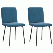 VidaXL Chaises à manger lot de 2 Bleu Velours Modèle Parfait Horizon - 4101196