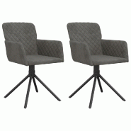 VidaXL Chaises pivotantes à manger lot de 2 Gris foncé Velours Modèle Vega Master Line - 344791