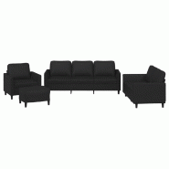 VidaXL Ensemble de canapés 4 pcs avec coussins Noir Similicuir Modèle Sirius Bistro - 3201745